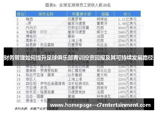 财务管理如何提升足球俱乐部青训投资回报及其可持续发展路径